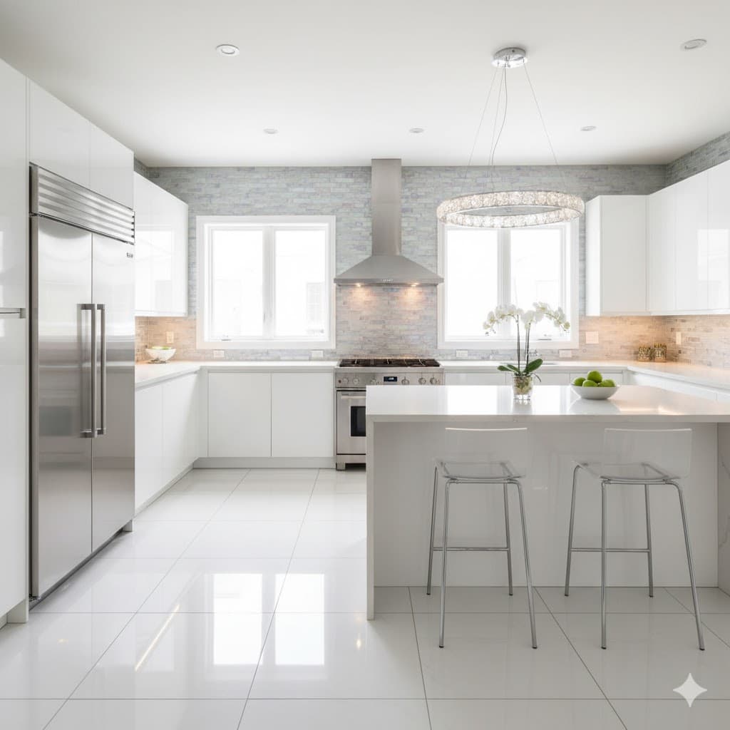 A bright and sparkling clean modern kitchen
