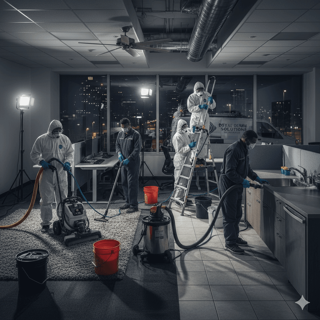 Professional using equipment for deep cleaning a carpet.