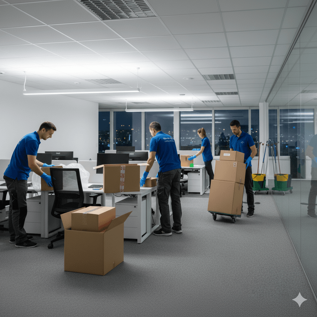 Team planning an office move layout